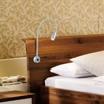 IP Rating 23 Gooseneck Wall Mounted LED Bed Headboard Reading Light Transparent Shade