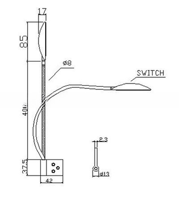 30000 Hours Working Time Gooseneck LED Bedside Reading Light with Touch Control