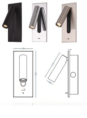 Hotel Bedside Reading Light with 5V 2A USB Modern Design Plastic Shade Recessed Mount