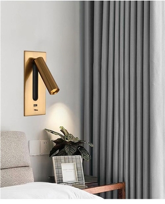 Hotel Bedside Reading Light with 5V 2A USB Modern Design Plastic Shade Recessed Mount