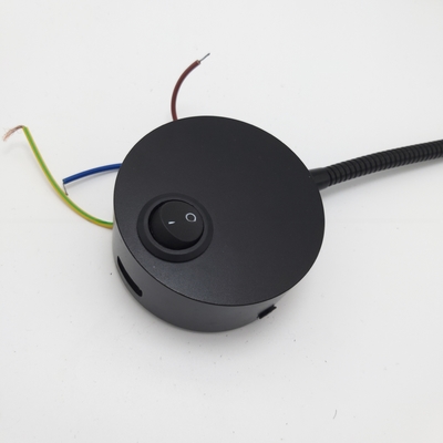Led Hotel Reading Wall Lamps with On/Off Switch and USB Charger Port Made of Aluminum