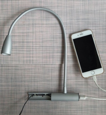 Touch Switch LED Bed Headboard Reading Lamp with USB 5V Output Charging Port 12V
