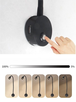 12V 24V USB Gooseneck Bed Reading Light with 2USB Charging High Power LED and Wall Mount