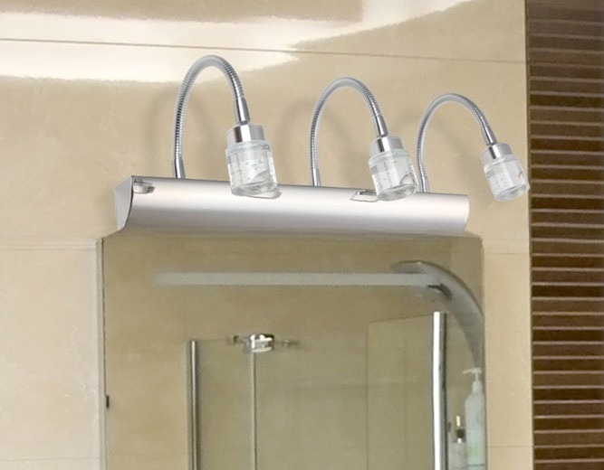 Customizable Easy Mount LED Flexible Goose Neck Bathroom Mirror Light IP 44 Wall Mount Mirror Lamp 3000k-6000k